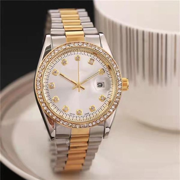 

brand watches women ladies girl crystal style dial metal steel band quartz luxury wrist watch x195212m, Slivery;brown