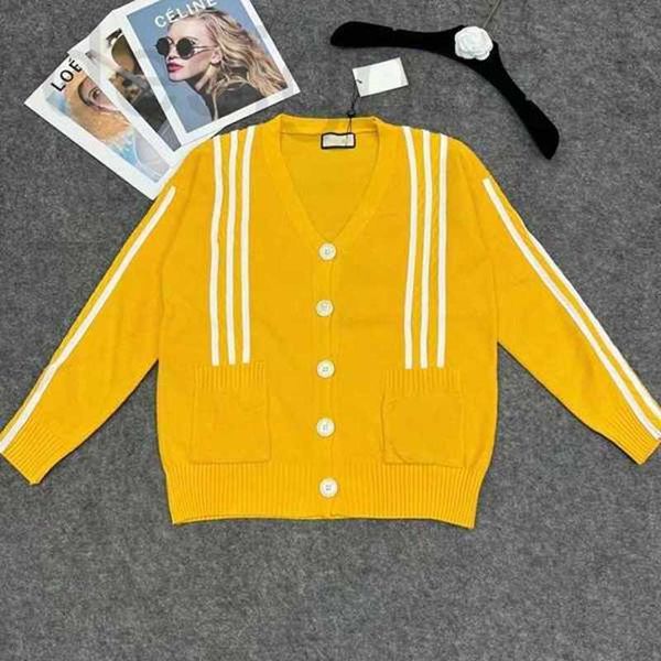 

women's sweaters designer 2022 fashion sweater women slim fit v-neck cardigans clothing striped yellow jumper c27f, White;black