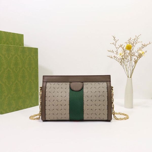 

chain shoulder bag clutch vintage clip bags classic letter women handbag purse web striped magnetic closure genuine leather trim inside pock