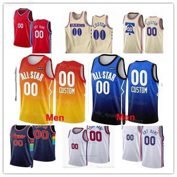

2023 all-star philadelphia''76ers''custom men women youth joel 21 embiid 1 james harden 0 tyrese maxey 12 tobias harris, Black;red