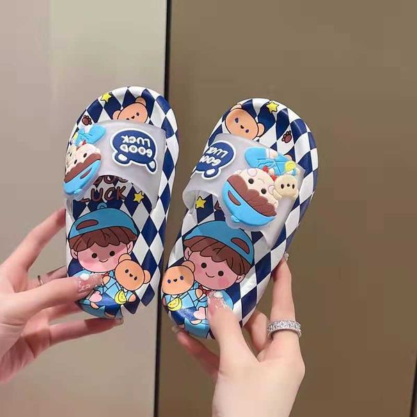 

slipper cute cartoon summer slippers for girls boys eva soft bottom sandals teenagers flat slides beach shoes home bathroom slippers t230302, Black;grey