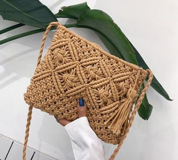 

evening bags fashion woven shoulder bags summer women cotton thread weave crossbody beach travel handbag female bag messenger bags bolsa sac