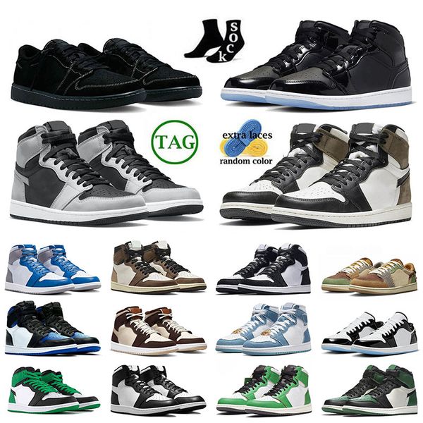 

original jmpman 1 1s mens womens basketball shoe space jam multi color reverse mocha patent bred black white lucky green shadow twist suede