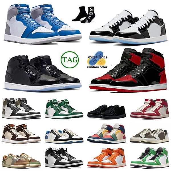 

jmpman 1 1s mens womens basketball shoe outdoor space jam concord multi color black phantom lucky green patent bred patent royal blue true b