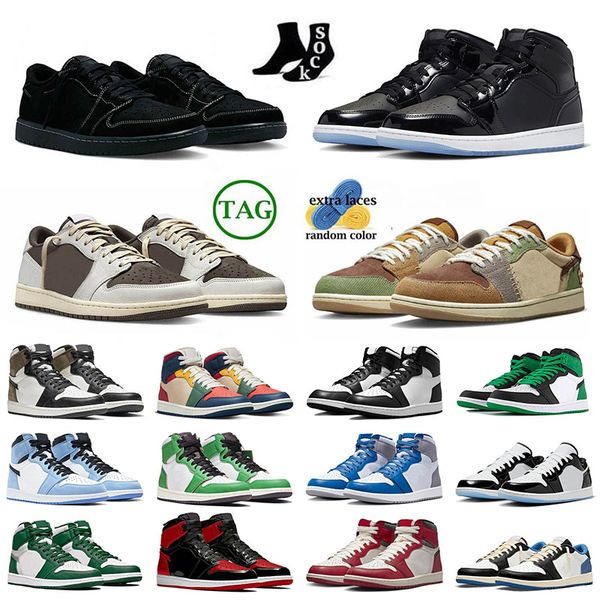 

mens womens outdoor basketball shoe new jmpman 1 1s space jam concord lucky green patent bred true blue multi color satin black toe chicago