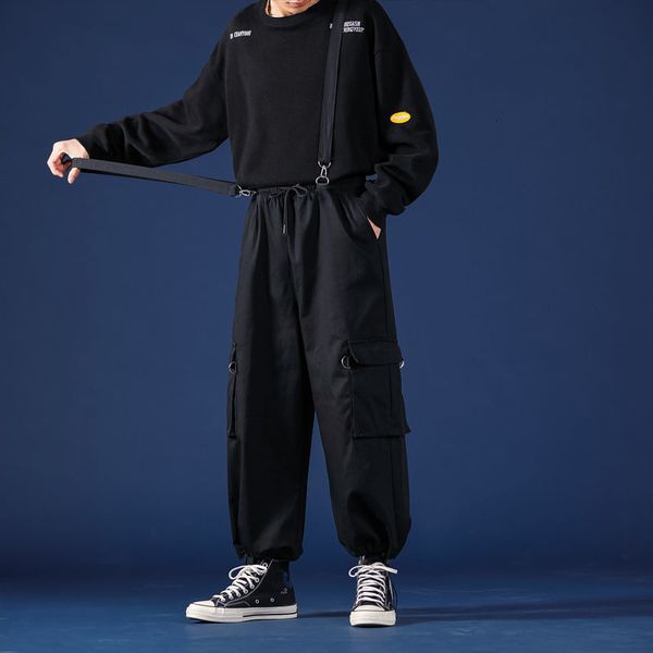 

men's pants black cargo men summer fashion casual overalls solid loose straight trousers vintage oversized male clothing streetwear 230