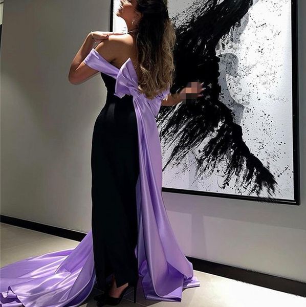 

elegant mermaid evening dress abendkleider off the shoulder big bow stain long formal prom gowns robe de soiree 2023, Black;red