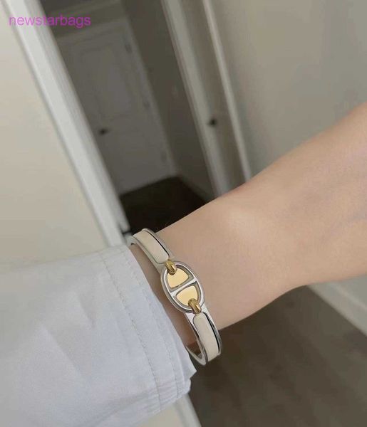 

designer herms bracelet for sale tang emma pig nose enamel bracelet, Golden;silver