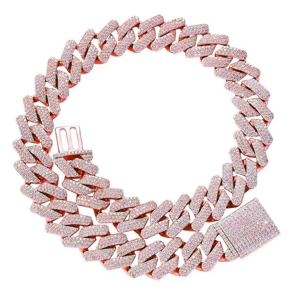 

selling hip hop men's necklace 20mm zircon miami diamond cuban chain box button, Silver