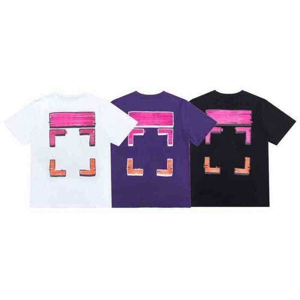

trend brand mens designers t shirts high-quality fashion offs luxury t-shirt cotton loose arrow badge original bags women tees casual, White;black