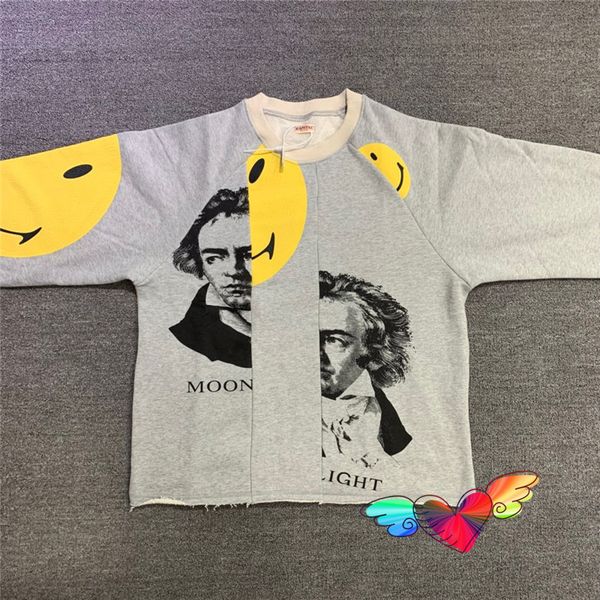 

men's hoodies sweatshirts kapital cutting men women musician graphic printing cotton crewneck 230303, Black