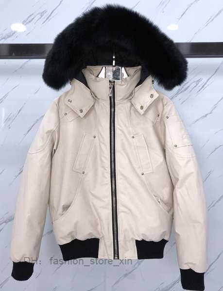 

mooses 2021 jacket men's fur collar parkas winter waterproof white duck coat cloak fashion men and women couple casual edition warm 3 4, Black