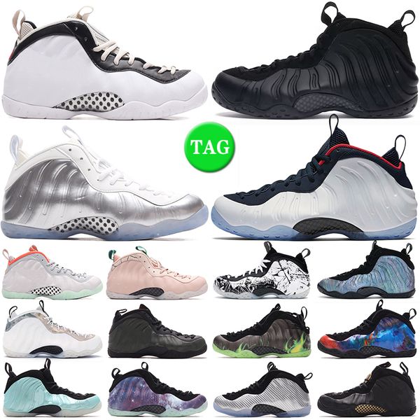 

2023 foamposite one basketball shoes penny hardaway anthracite chrome white galaxy island green pure platinum silver white mens trainers out