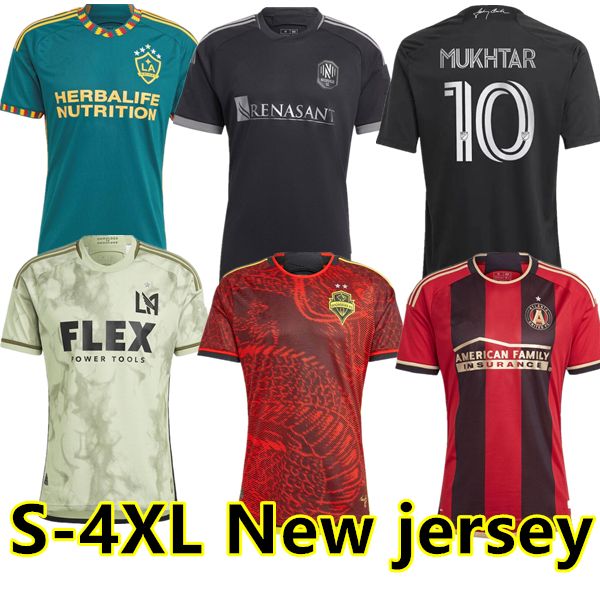 

s-4xl mls 2023 2024 los angeles soccer jerseys la galaxy pereyra 23 24 nashville sc seattle atlanta united mukhtar minnesota boxall, Black;yellow