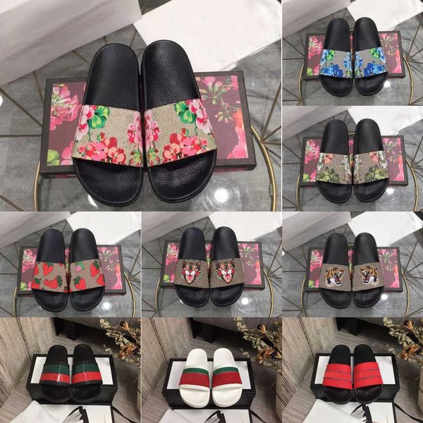 

women designer slippers rubber slides sandal flat blooms strawberry slipper green red white web fashion mens sliders beach flip flops flower, Black
