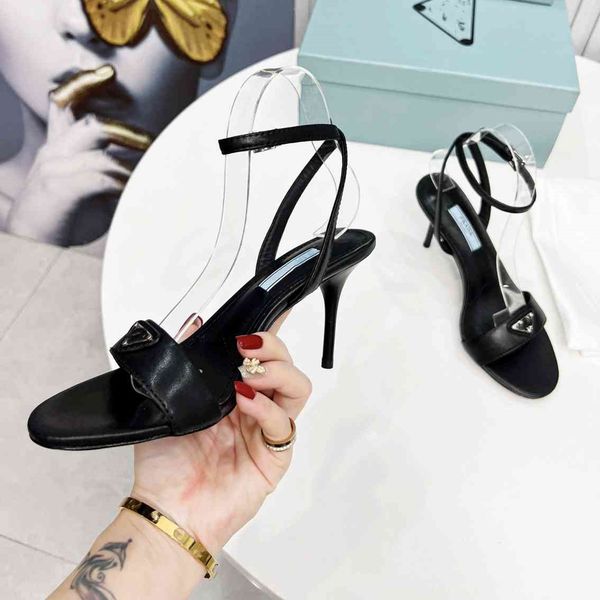 

stiletto heels sandals luxurys designers fashion heel women shoes prad dress shoe summer ladies slipers p3c, Black