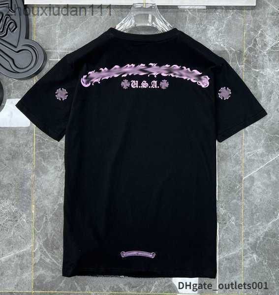 

ch fashion men's t shirt designer chrome classic summer brand short sleeve sanskrit letter pullover t-shirt horseshoe cross pattern, Black