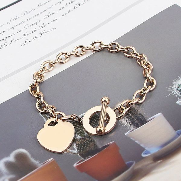 

hip hop designers accessories plated gold bracelet letters pattern ot clasp link chain charming luxury women hearts love tag birthday, Golden;silver
