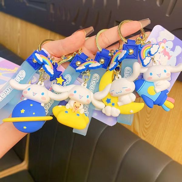 

cartoon sanrio big ear dog keychain pendant creative cute car keychain hanging gift, Silver