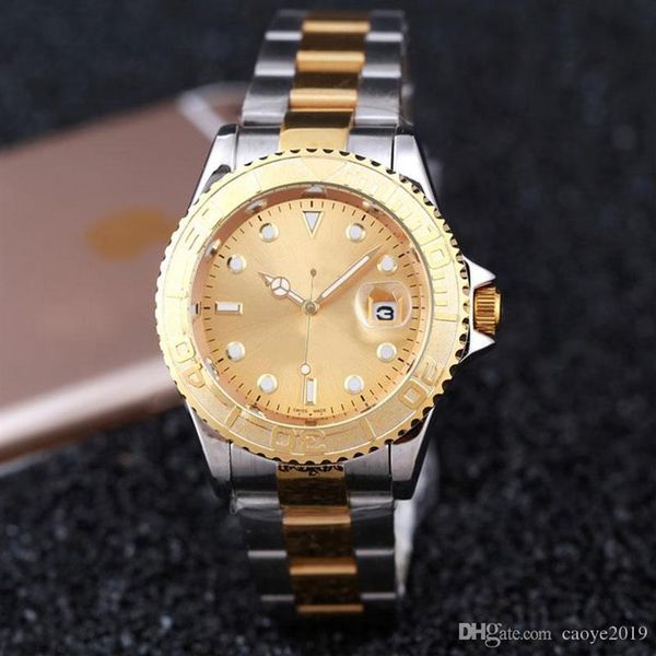 

40mm relogio masculino mens watches luxury dress designer fashion black dial calendar gold bracelet folding clasp master male gift264n, Slivery;brown