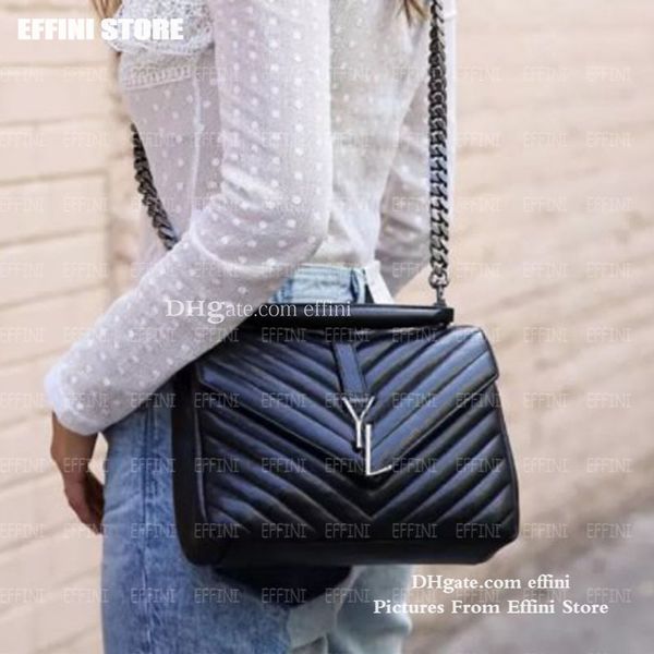 

college medium luxurys designer bag crossbody quilted tote bag handbags purses womens genuine leather flap chain shouder messenger bags 24cm