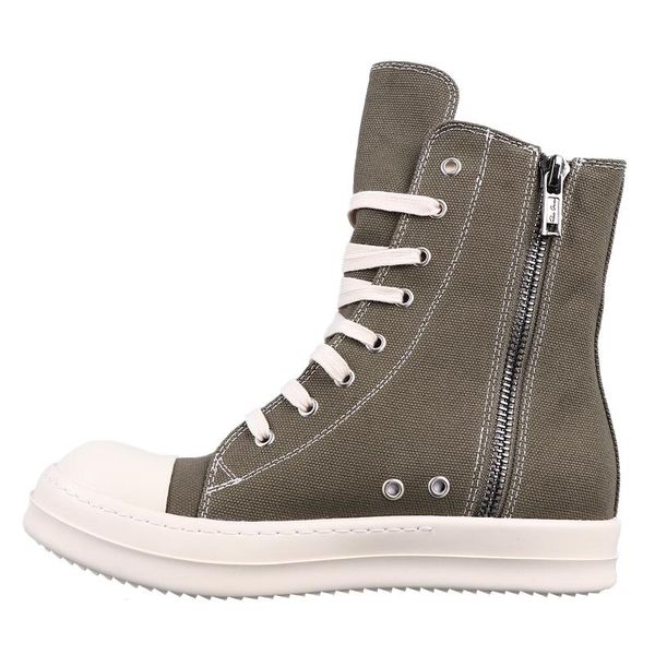 

luxury 2023 rick designer ro boots shoes owens big size men army green women high canvas ss man woman casual sneaker women's lifted sho, Black