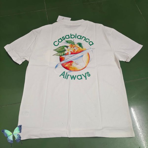 

men's t-shirts spring casablanca short sleeve summer t-shirt men women orange 100% cotton comfortable t shirt 230303, White;black