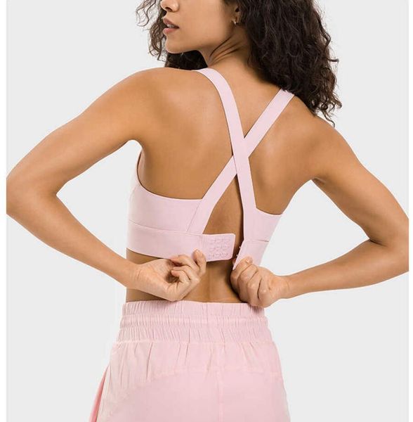 

l-227 three-row buckle yoga tank high-strength shock-proof sports bra for women's nude high elastic recovery sports bra, White