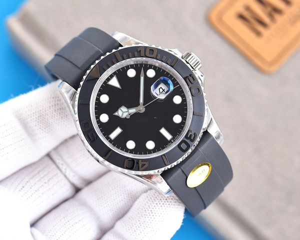 

original box luxury men's automatic watch 904l stainless steel 40mm rubber strap sapphire swimming designer watch montre de lux, Slivery;brown
