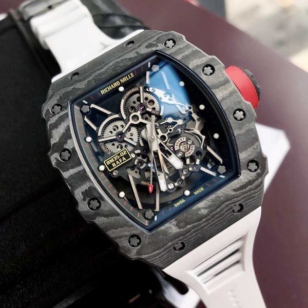 

luxury automatic mechanical watch richa milles rm35-02 swiss movement sapphire mirror imported rubber watchband mens sport brand watches e1w, Slivery;black