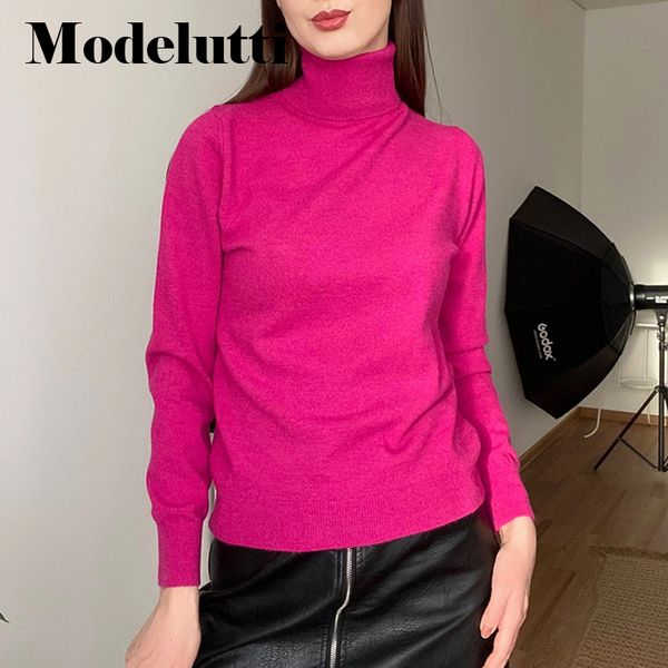 

women's sweaters modelutti spring autumn fashion women long sleeve high collar slim knitted sweater casual solid simple female chic 23, White;black