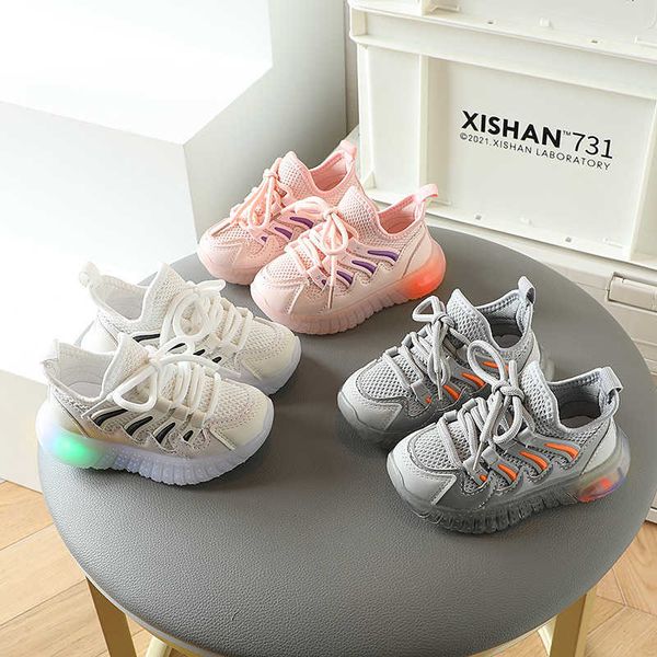 

athletic outdoor 2022 new led stripes kids funny shoes for boys girls holiday party children baby toddlers sneakers with luminous sole f0116, Black