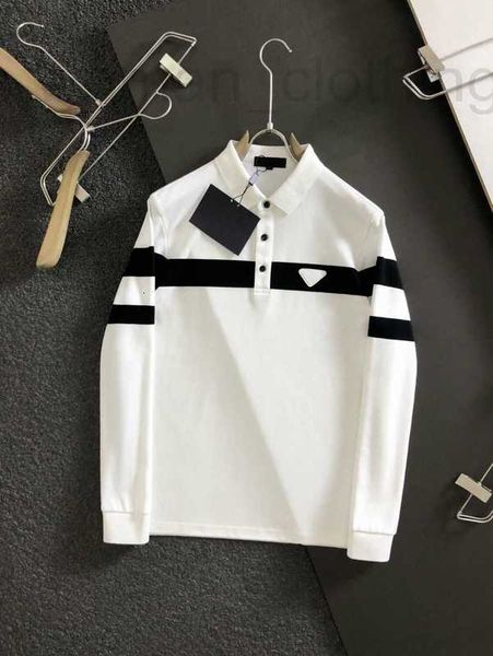 

designer mens hoodies long sleeve winter autumn pullover classic lapel triangle color matching print polo shirt y1mp# 8t6t, Black