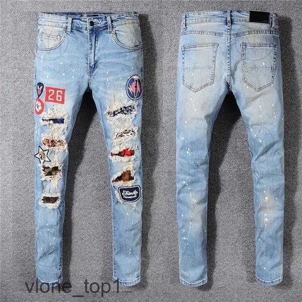 

s womens designers jeans distressed ripped biker slim straight denim for men amirly print army mens fashion mans skinny pants 7 uizp, Blue