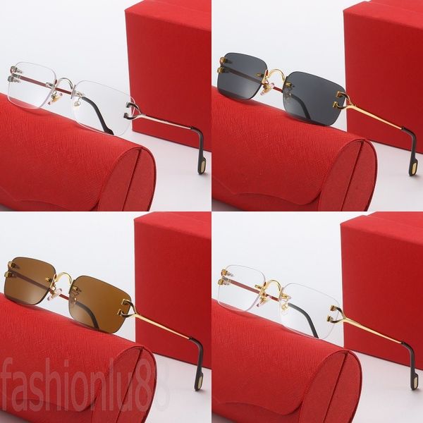 

creative mens glasses designer rimless sunglasses fashion street vintage style portable beach lunettes rectangle lens designer sunglasses fo, White;black