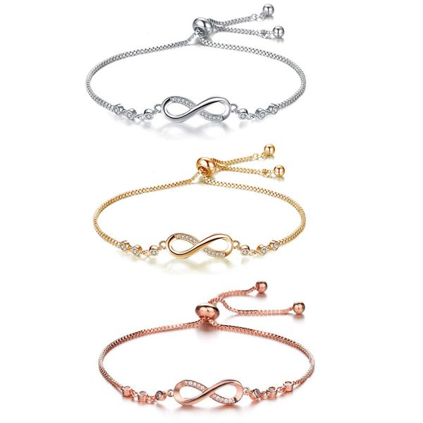 

ins adjustable chain bracelet diamond lucky 8 number bracelet for 2023, Black