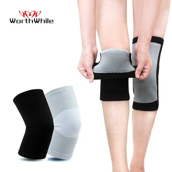 

elbow knee pads worthwhile 1 pair winter warm knee pads bamboo charcoal protective gear for women old men kneepad support for spring running, Black;gray
