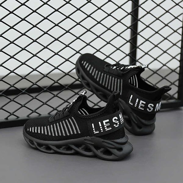 

athletic outdoor kids sport shoes for boys running sneakers casual sneaker breathable children's fashion shoes 2021 autumn platform lig, Black