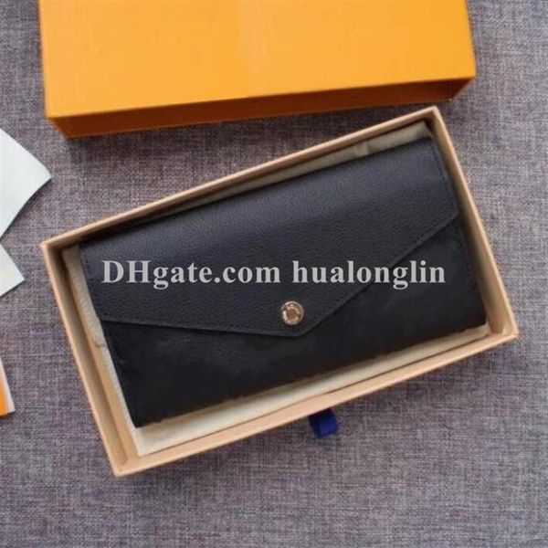 

women wallets purse wallet original box leather date code card holder flower letters260j, Red;black