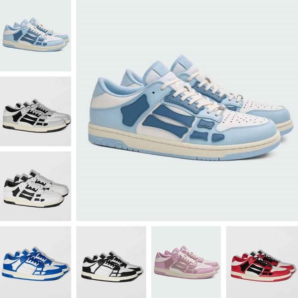 

famous brand men skel low sneakers shoes skeleton bones leather low trainers skull women mens skateboard walking comfort sports eu35-46, Black