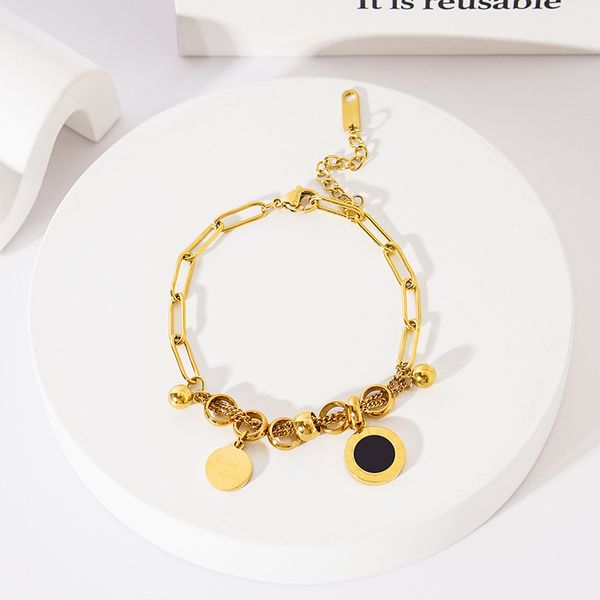 

Round Brand Pendant Titanium Steel Bracelet Female Splice Ball Circle Vintage Handicraft Wholesale