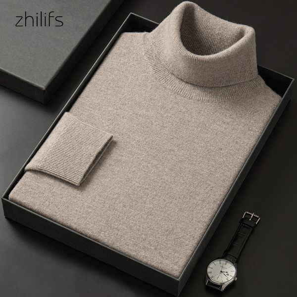 

men's sweaters turtleneck autumn winter rollneck warm 100 merino pure wool knitted keep men jumper 230303, White;black