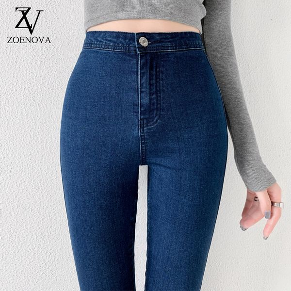 

women's jeans zoenova jeans for women skinny high waist blue gray black woman elastic plus size xxl super stretchy denim female pencil