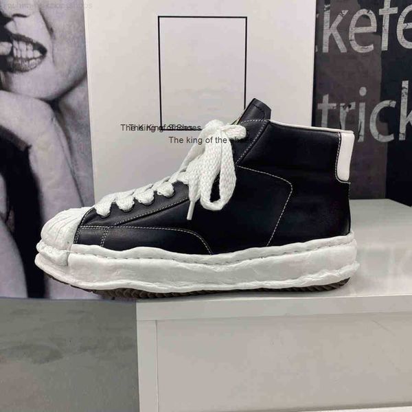 

maison blakey mihara yasuhiro mmy mens leather canvas shoes high low cut for men miharayasuhiro shell toe cap skate shoes stc sne 3huu, Black