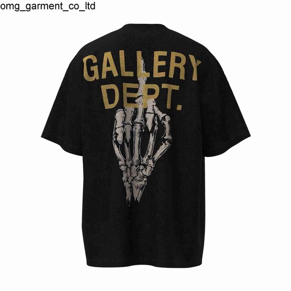 

designer men's womens fashion brand galery dept wash style skeleton hand bone print men's women's short sleeve t-shirt, White;black
