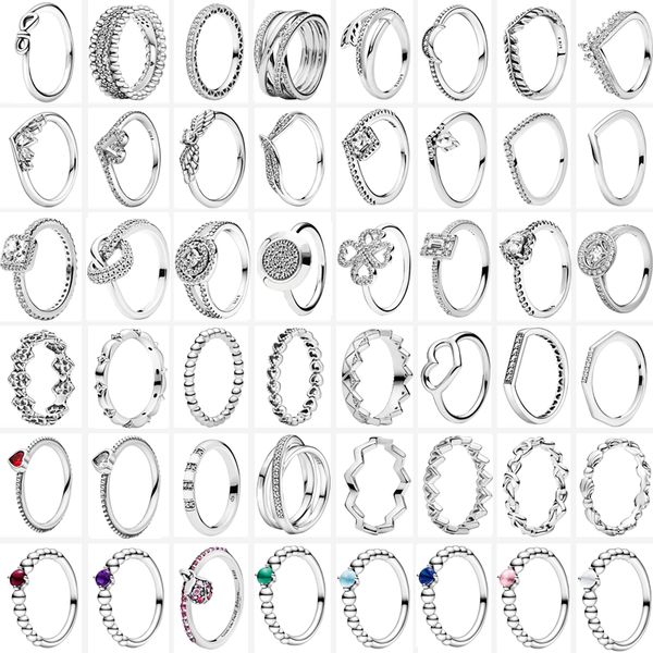 

925 silver women fit pandora ring original heart crown fashion rings new arrival silver style rings flower bow tie beads, Slivery;golden