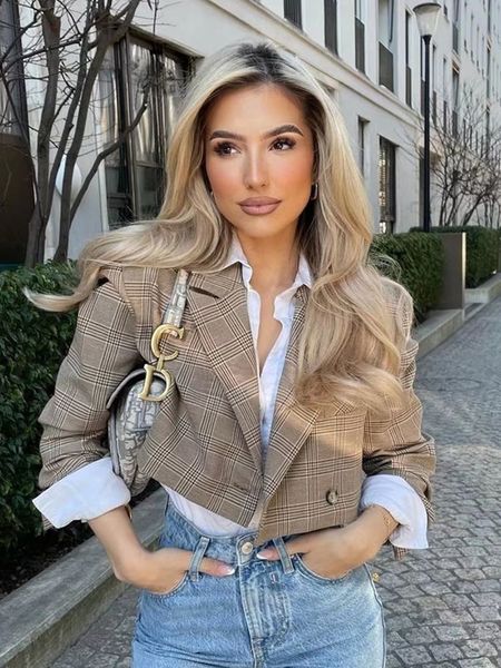 

womens suits blazers ladies fitted vintage fashion brand short jacket casual chic streetwear outerwear blazer coat female veste femme 230302, White;black