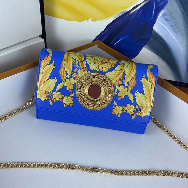 

crossbody bag women flap shoulder bags handbags purse genuine leather yellow printing removable chain clutch wallets internal credit card ho