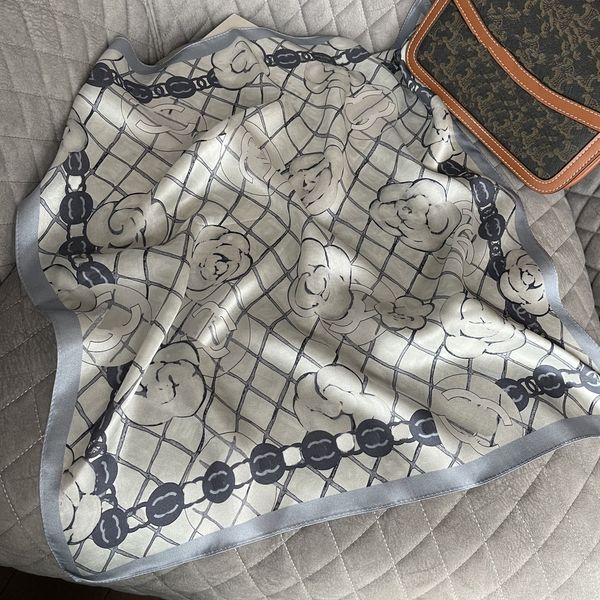 

designer silk small square scarves princess luxury headband women young scarves exquisite gifts family couples fashion versatile wedding par, Blue;gray