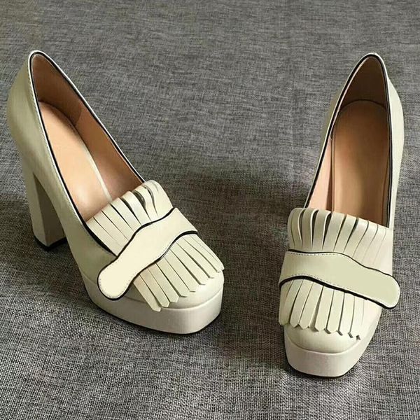 

marmont high heels platform pump with fringe women sandals platform party shoes 100% genuine leather 5colors big size288v, Black